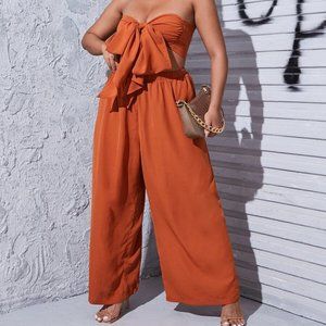 Burnt Orange Resort Strapless Adjustable Coordinating Outfit- 1X (14)